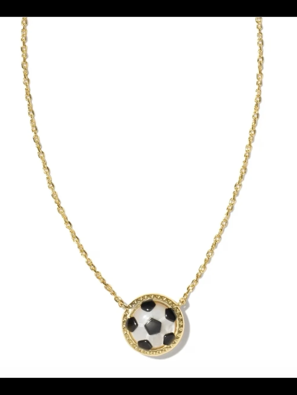 Kendra Scott Gold Necklace with White and Black Soccer Ball Pendant - Picture 1 of 5